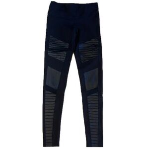 ALO‎ Yoga Textured Moto Style Black Leggings No Size Tag